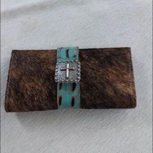 Handmade cowhide leather tri-fold wallet